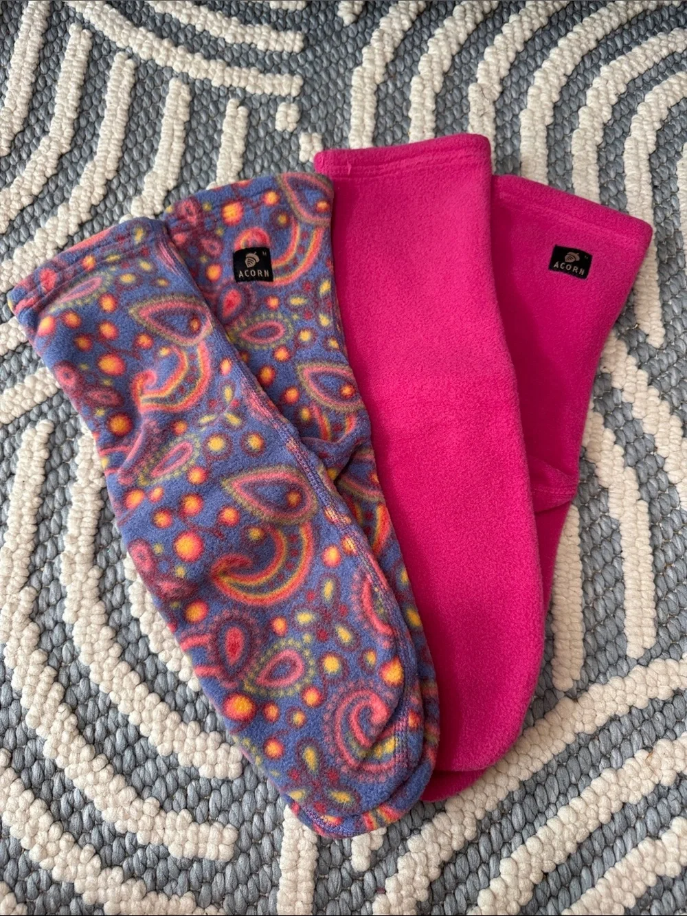 Acorn Fleece Socks Lot Medium Retro Ski Après Ski Camping Cozy